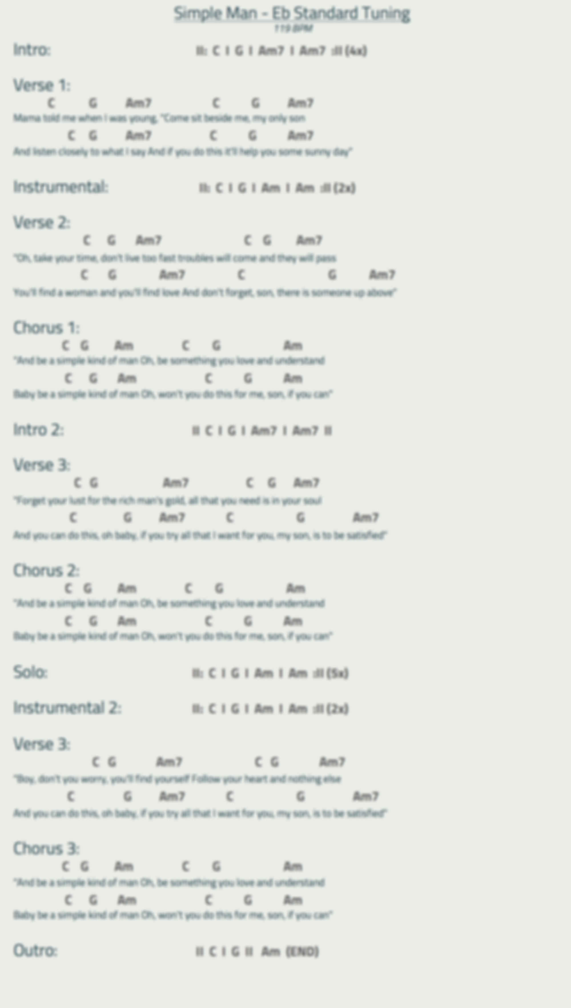 Simple Man Lynyrd Skynyrd Online Guitar Lesson Six String Country